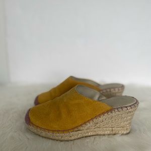 COPY - COPY - Charlotte Stone Yellow Suede Wedge Mules Size 36